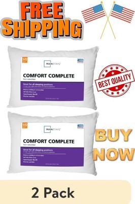 (2 pack) Mainstays Comfort Complete Bed Pillow, Standard/Queen