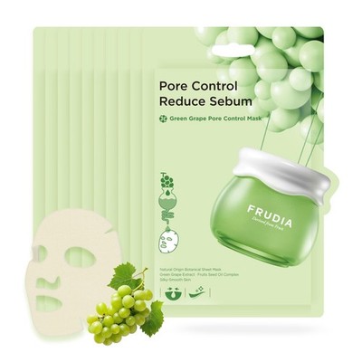 FRUDIA Green Grape Pore Control Face Mask Sheets 1 Count (Pack of 10), green