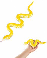 Golden Python Rubber Snake Toy   Lifelike Soft Garden Snake Figure, Scare Birds