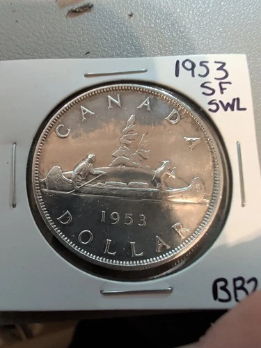 1953 Canada Silver One Dollar Coin.  SF SWL UNC BB-26