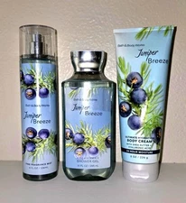Bath & Body Works JUNIPER BREEZE Fragrance Mist Cream Shower Gel LOT NEW 