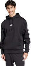 adidas Men's Essentials 3-Stripes Fleece Hoodie - BLACK/WHITE - 2XL