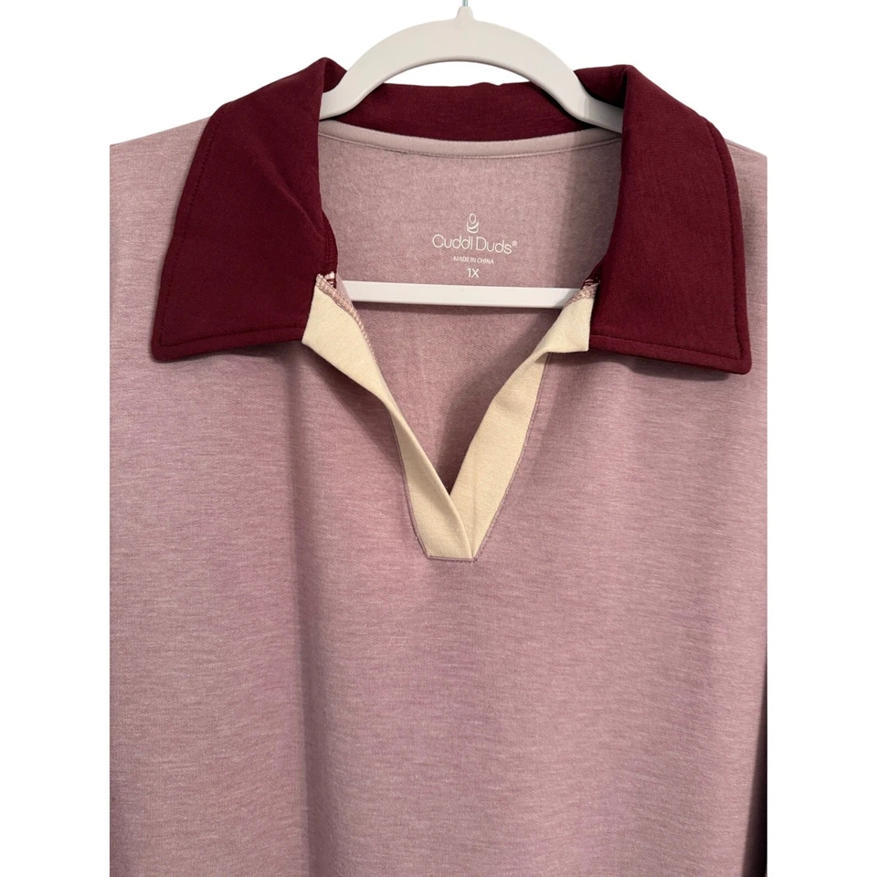 Pullover Cuddl Duds Nuevo sin Etiquetas Bloques de Color Ocio Suave Polar Ropa Cómoda Cuello 1X Foto 2 de 4