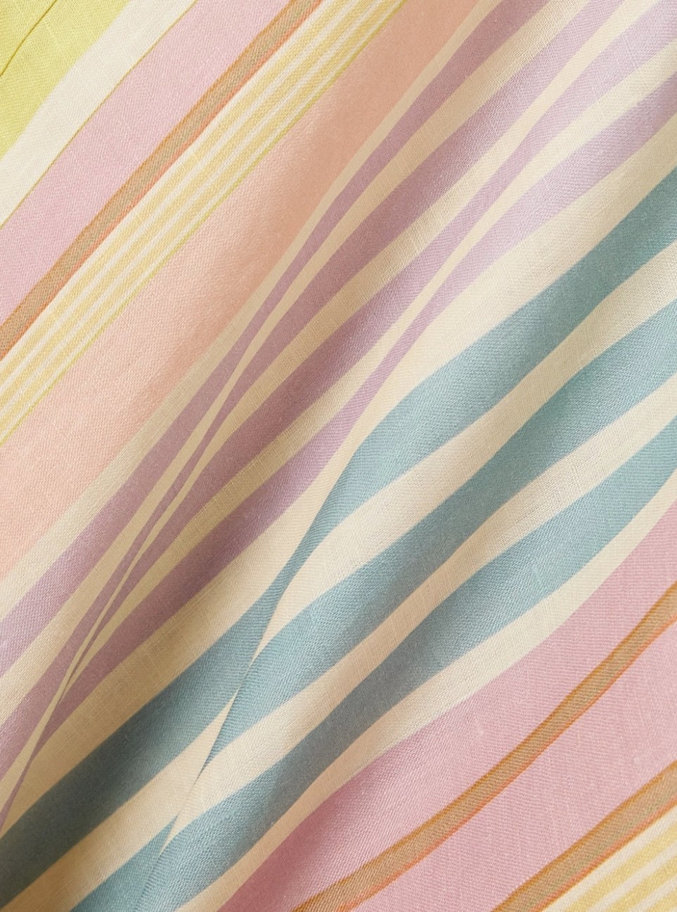 Zimmermann Halliday Bias Long Dress | Multi Stripe, Linen, Belt, Long Sleeve