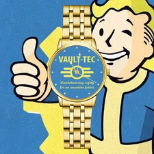 Fallout Vault Tec Logo Engraved Engraved Wrist Watch