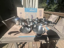 Vintage REVERE WARE 1801 Copper Bottom 10 PC Cookware Set Pots Pans & Lids USA