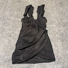 Asos Womens Ruched Dress Size 8 Jet Black Cocktail Draped Sleeveless