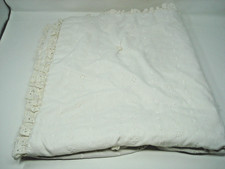 Vintage Infant Girl Ivory Eyelet Quilt 32" x 34"
