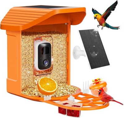 SAIMAND Smart Bird Feeder with Camera AI BirdSpecies - Orange *NEW IN BOX*