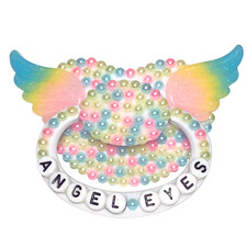 Baby Bear Pacis Adult Pacifier, "Angel Eyes" White Rainbow Wings Adult Pacifier
