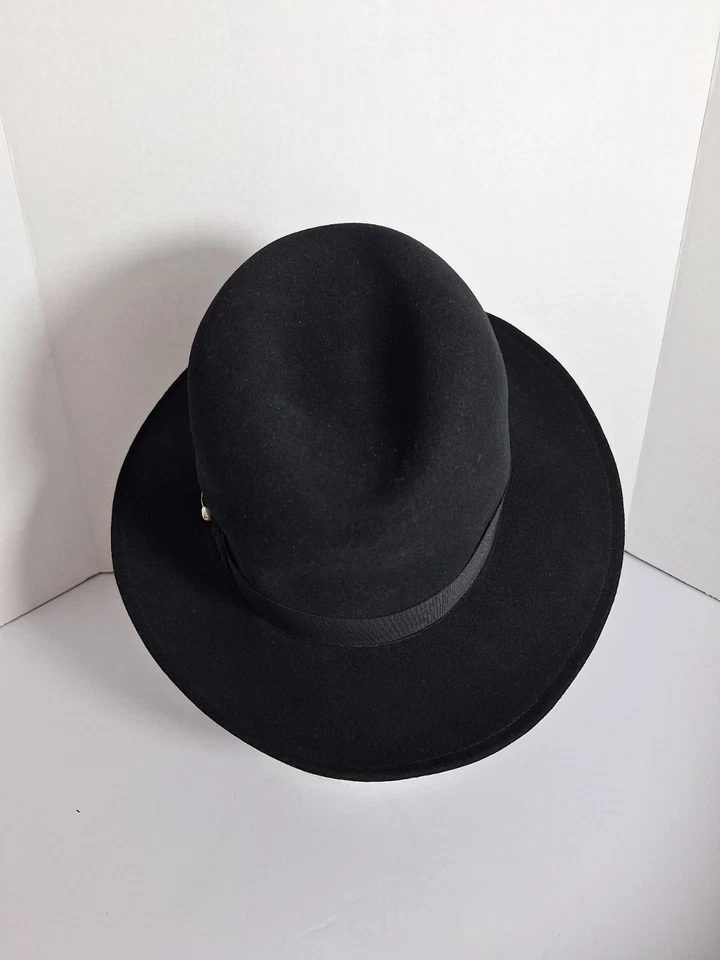 Vtg 1950's Dobb's Hanover Square Whippet Style Hat 7 1/4" Black Fedora Classic - Image 4 of 4