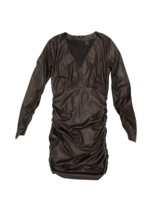 pinko leather dress Pinko Faux Leather Black Fitted Mini Dress Womens EU 46 UK 18
