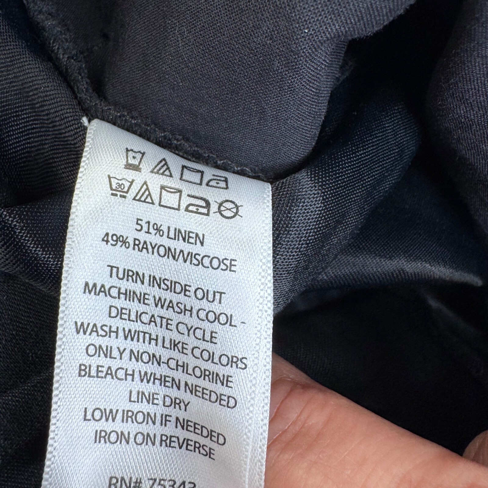 H By Halston Black Linen Wide Leg Crop Pants Womens Large NEW