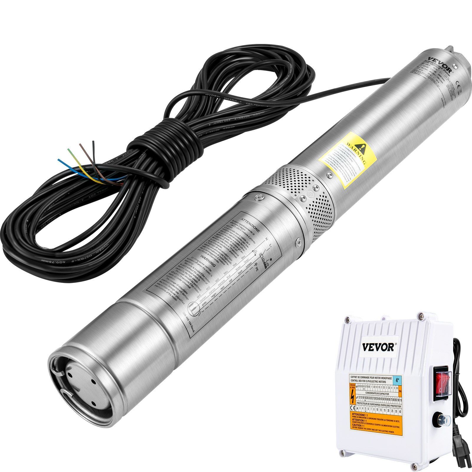 Deep Well Submersible Pump 1.5HP 115V/60Hz 37gpm 276ft Head with 33ft Cord