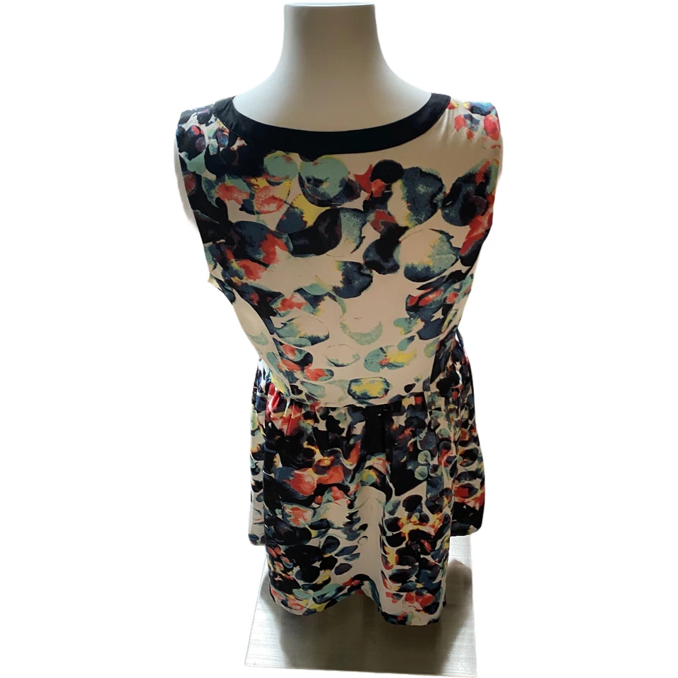 Mac & Jac Womens Multicolor Splatter Floral Sleeveless A Line Casual Dress Sz L - Image 2 of 4