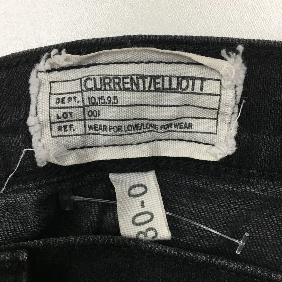 Pantalones cortos de mezclilla CURRENT ELLIOTT para mujer talla 30 Townhouse negros THE GAM borde crudo Foto 2 de 4