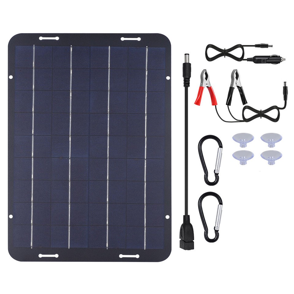 60W Solar Panel 12V Trickle Charger Battery Charger Kit Maintainer Boat ...