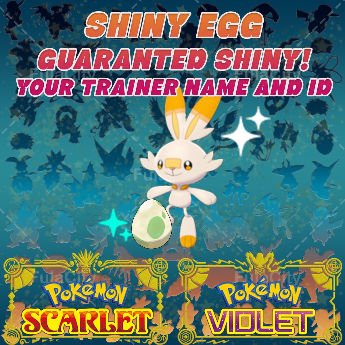 SCORBUNNY POKEMON SCARLET VIOLET ✨ SHINY EGG 6 IV ✨ BLAZE 