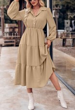 Collared Button Front Tiered Dress