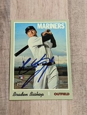 Braden Bishop Signed 2019 Topps Heritage Card #608 COA HN Seattle Mariners RC