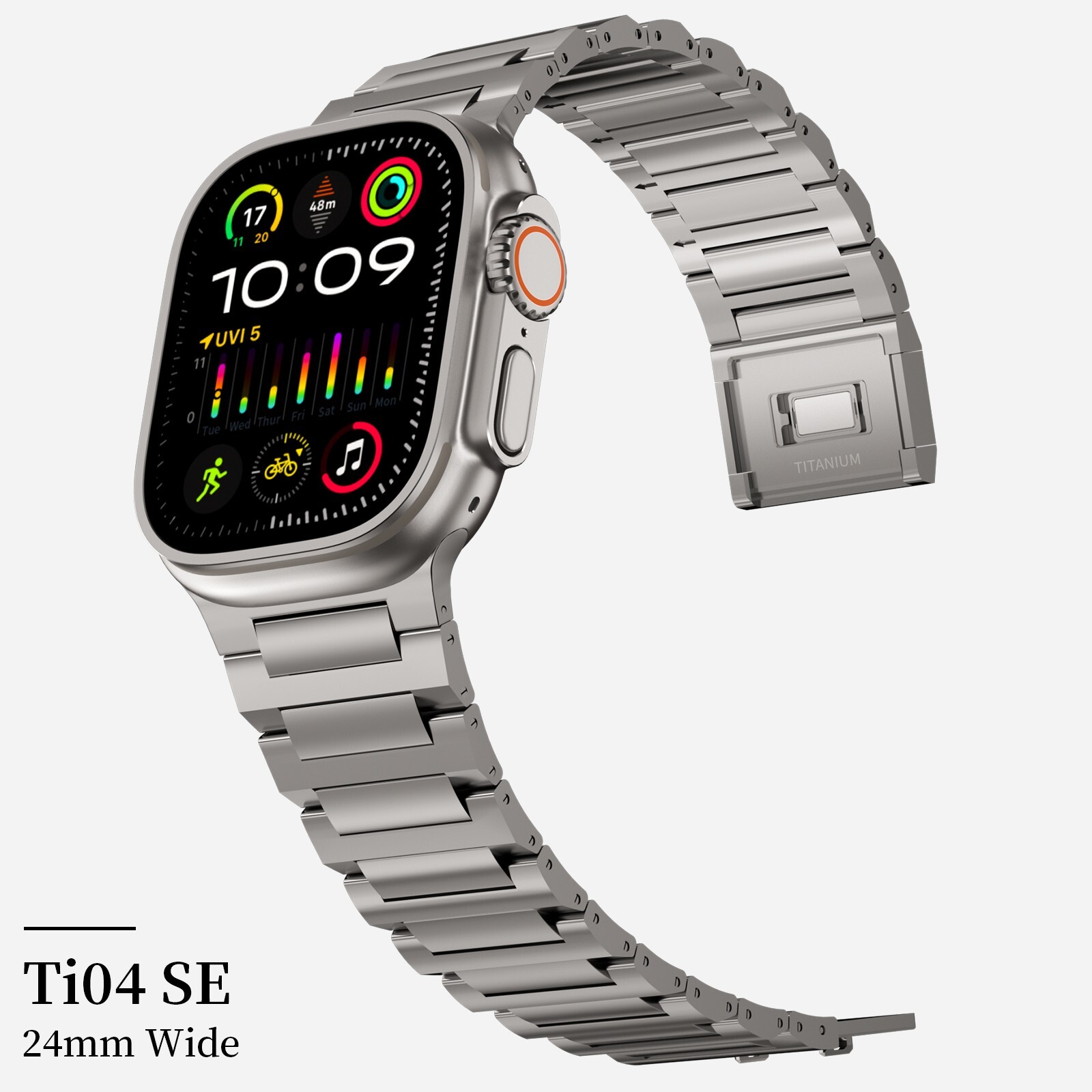 Grade 4 Titanium - Full Titanium Watch Belt with Magnetic Clasp for Apple Watch