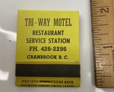 Vintage 1960s Matchbook Tri Way Motel Cranbrook BC