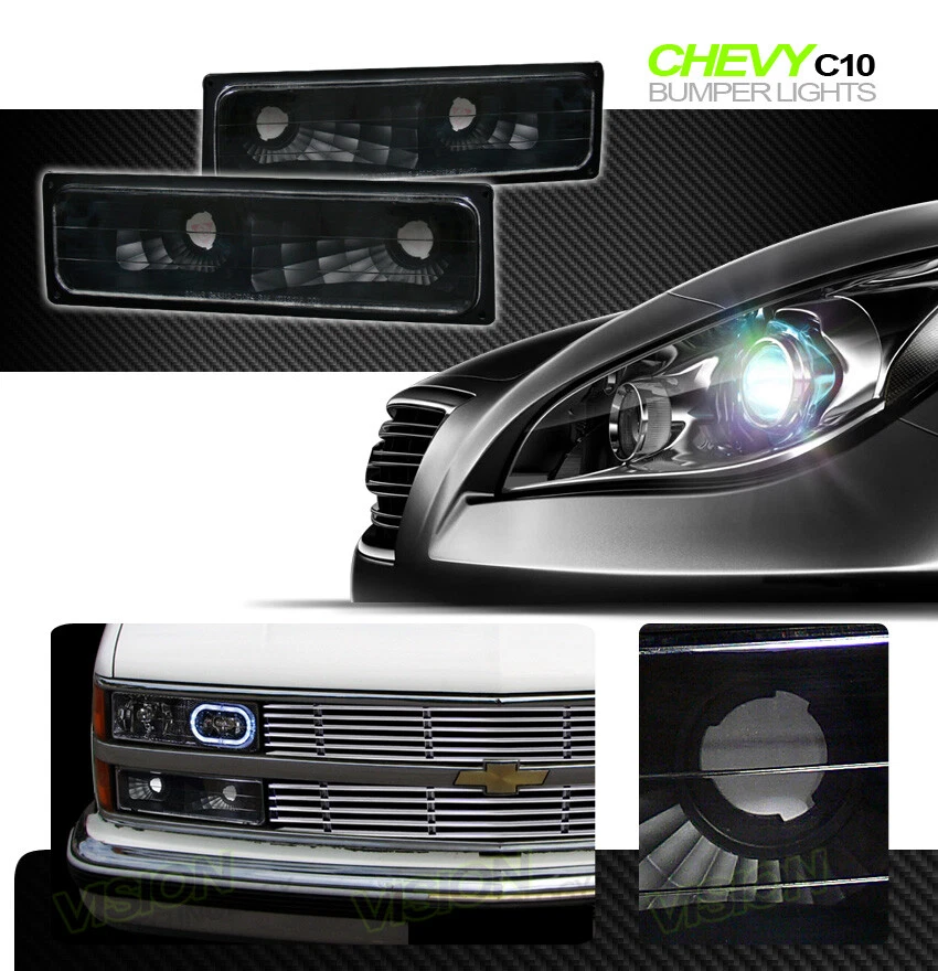 Luces de parachoques de estacionamiento con señal de giro negras Yd para camioneta/suv 88-00 Chevy GMC C10 C/K Foto 2 de 2