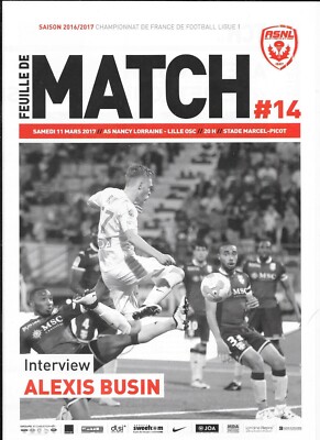 Spielbogen Nr. 14 ASNL - Lille OSC (2016 - 2017) - Ligue 1