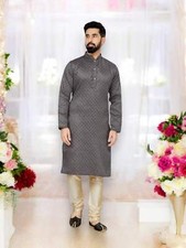 Traditional Black Jacquard Kurta Pajama Set  Ethnic Wear for Mens