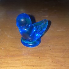 RON RAY BLUE BIRD of Happiness Blown Blue Glass Signed Paperweight Vtg 1995
