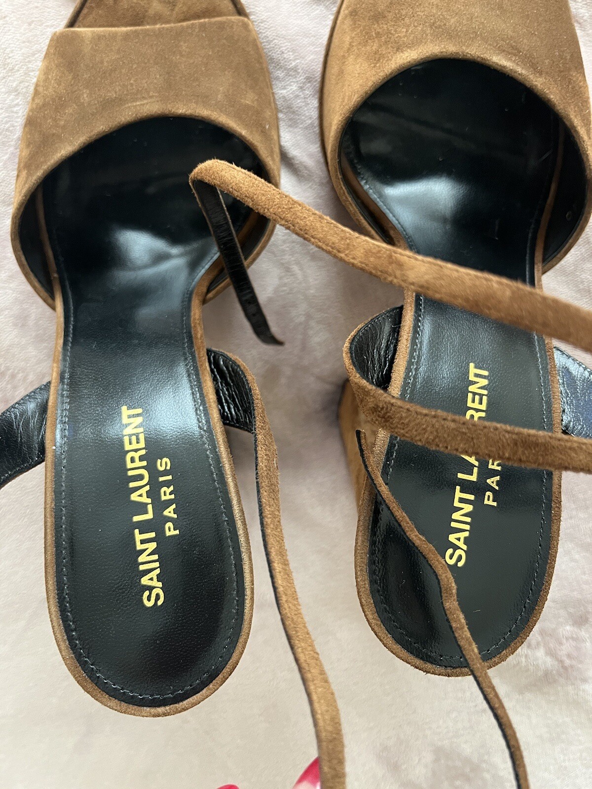 Sandalo plateau Saint Laurent YSL Jodie in pelle scamosciata taglia 40 originale $1250