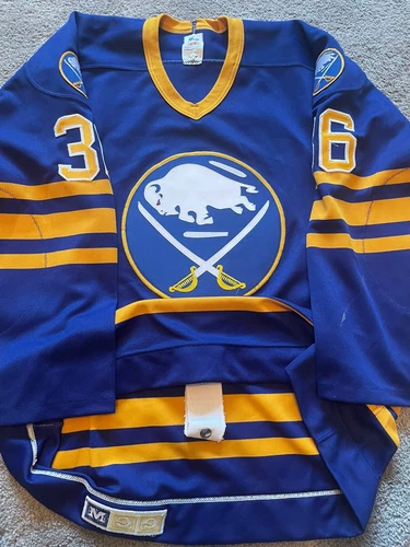 Game Worn 1987 Benoit Hogue Buffalo Sabres CCM NHL Hockey Jersey 48 Blue