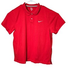 Nike Mens Red Polo Shirt XL Cotton Casual Short Sleeve Blank Embroidered Swoosh