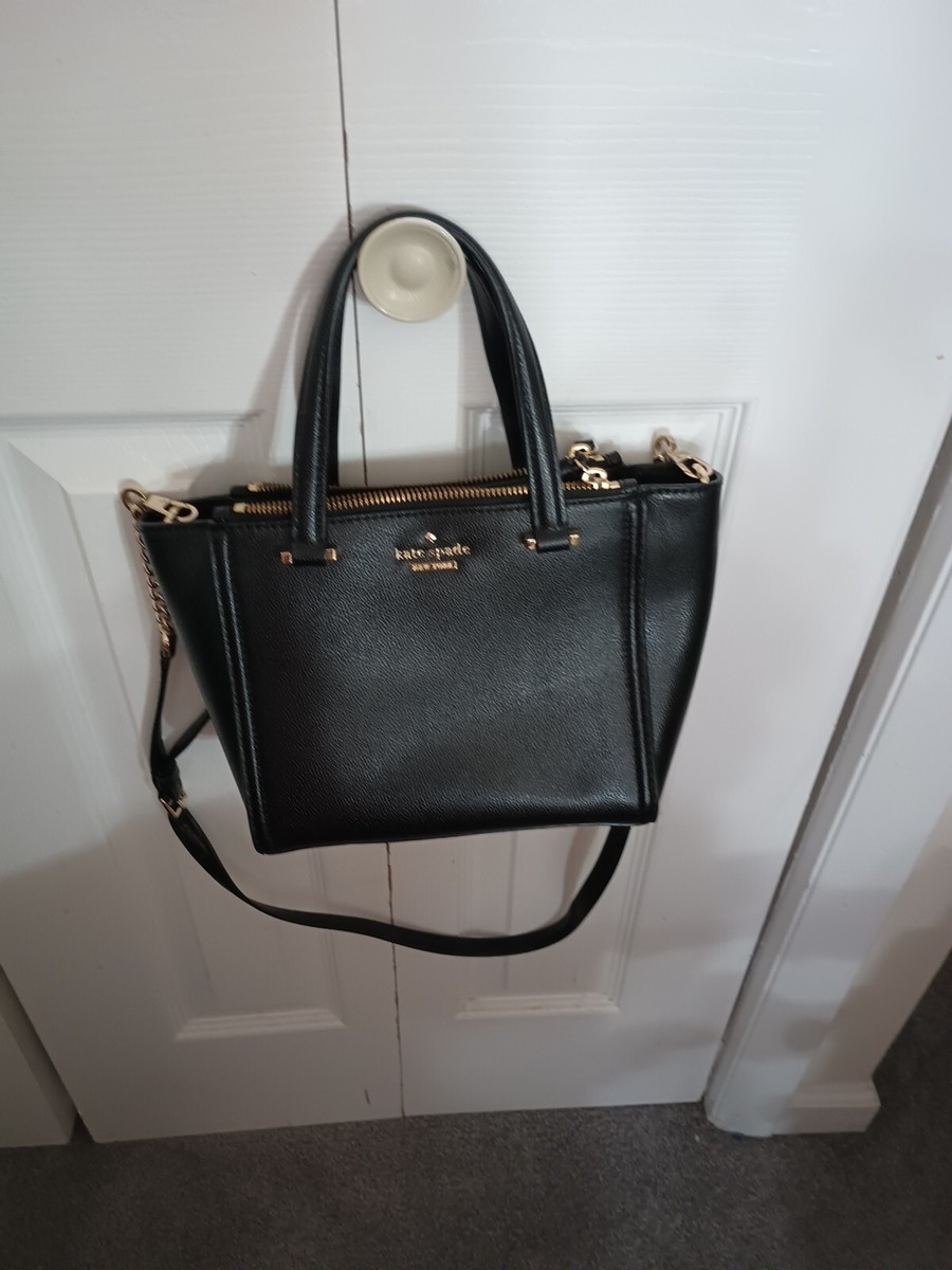 Kate Spade Patterson Drive Mini Kona Black Leather Zipper Satchel Messenger  Bag