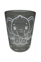 "Deko Teelicht Windlicht Print \"Baby Elefant\" Weiß Glas Kerzenhalter"