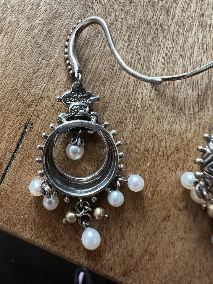 Pendientes araña Barbara Bixby plata de ley 925 perlas de agua dulce de 18 k Foto 3 de 4