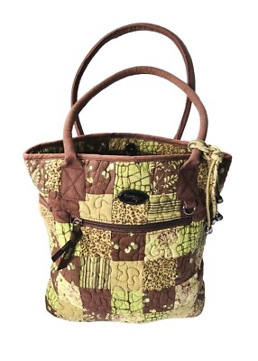Vintage Donna Sharp Quilted Patchwork Earth Tones Shoulder Bag