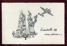 photo ancienne . avion . aviation . carte de voeux . escadrille 1 S