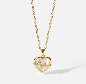 Gold Plated Opal Heartbeat Pendant Necklace Heart Pendants