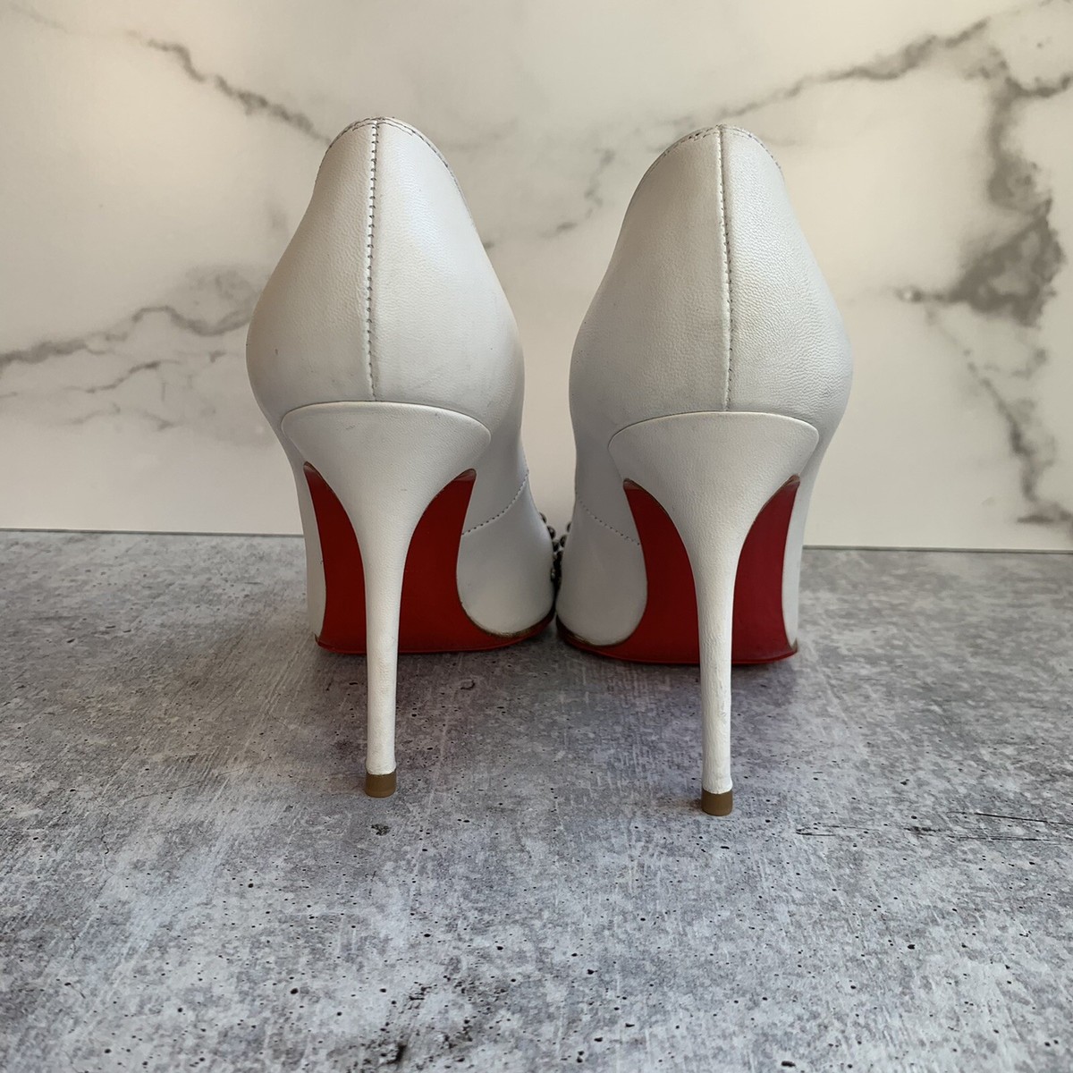 Christian Louboutin Door Knock White Glacier Leather So Kate Pumps