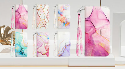 Flip Marble Leather Card Wallet Cover Case For Vivo Y21S Y72 Y52 Y12 Y15