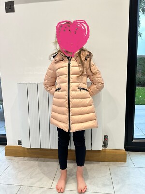 Rare New Girls Pink Moncler Charpal long down jacket Coat (4A