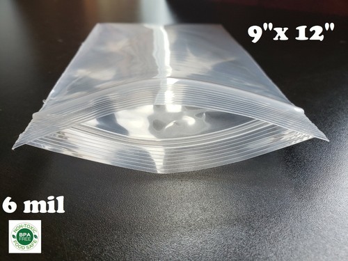 50 Beutel 9" x 12" Extra Schwerlast 6 Mil Druckverschlussverschlussverschluss oben wiederverschließbar Kunststoff