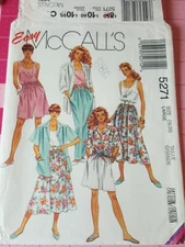 Vintage McCalls Pattern 5271 Tank Tops Skirt Pants Shorts Size Large 18-20 UNCUT