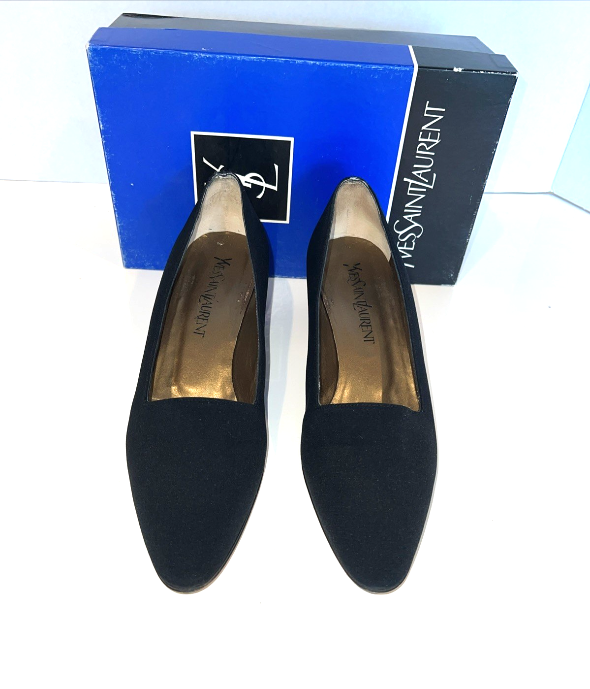 Scarpe decolte Yves Saint Laurent nere Arianna misura 8 tacco a blocco Made in Italy scatola