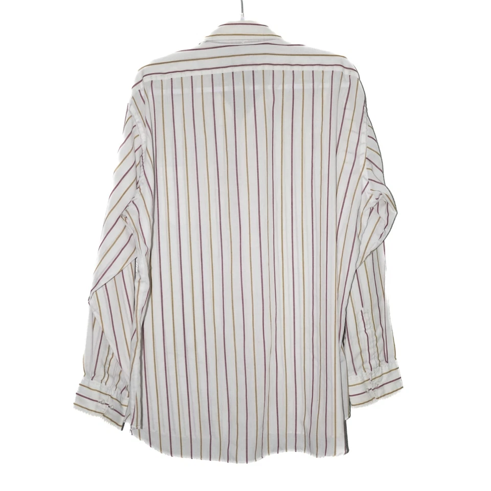 Botany 500 Mens White w/ Multicolor Striped Flannel Button Up Long Sleeve 17.5 - Image 2 of 4