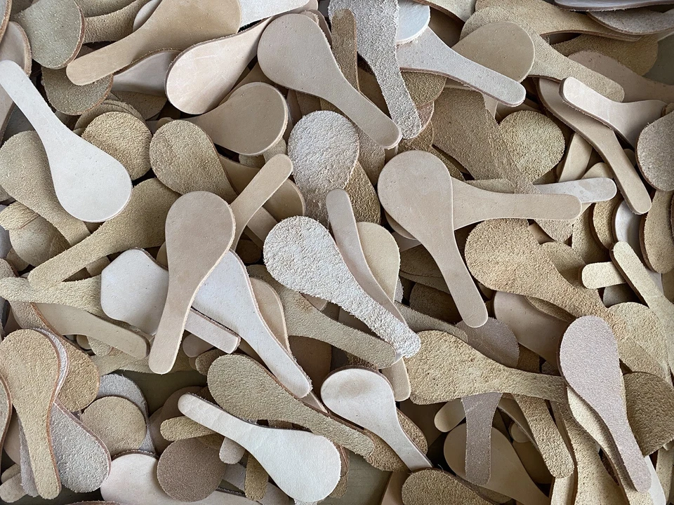 HERITAGE & CO LTD. 150 Birnen Tropfen Löffel NAT GEMÜSE LEDER Schlüsselanhänger Rohlinge Pyrographie Werkzeug Färbung