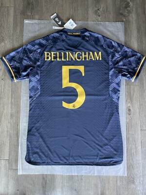Real Madrid Bellingham 2023/2024 Adidas Authentic Away Large Jersey IA5138  New