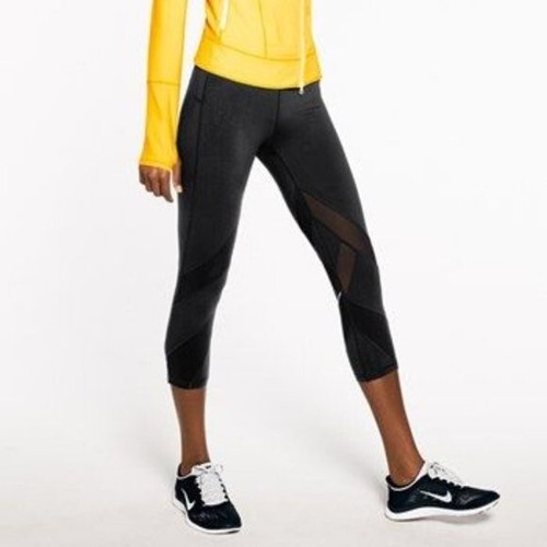 ZELLA Damen Gr. S schwarz reflektierende Bienen Knie Netzeinsatz Crop Leggings - Bild 3 von 10