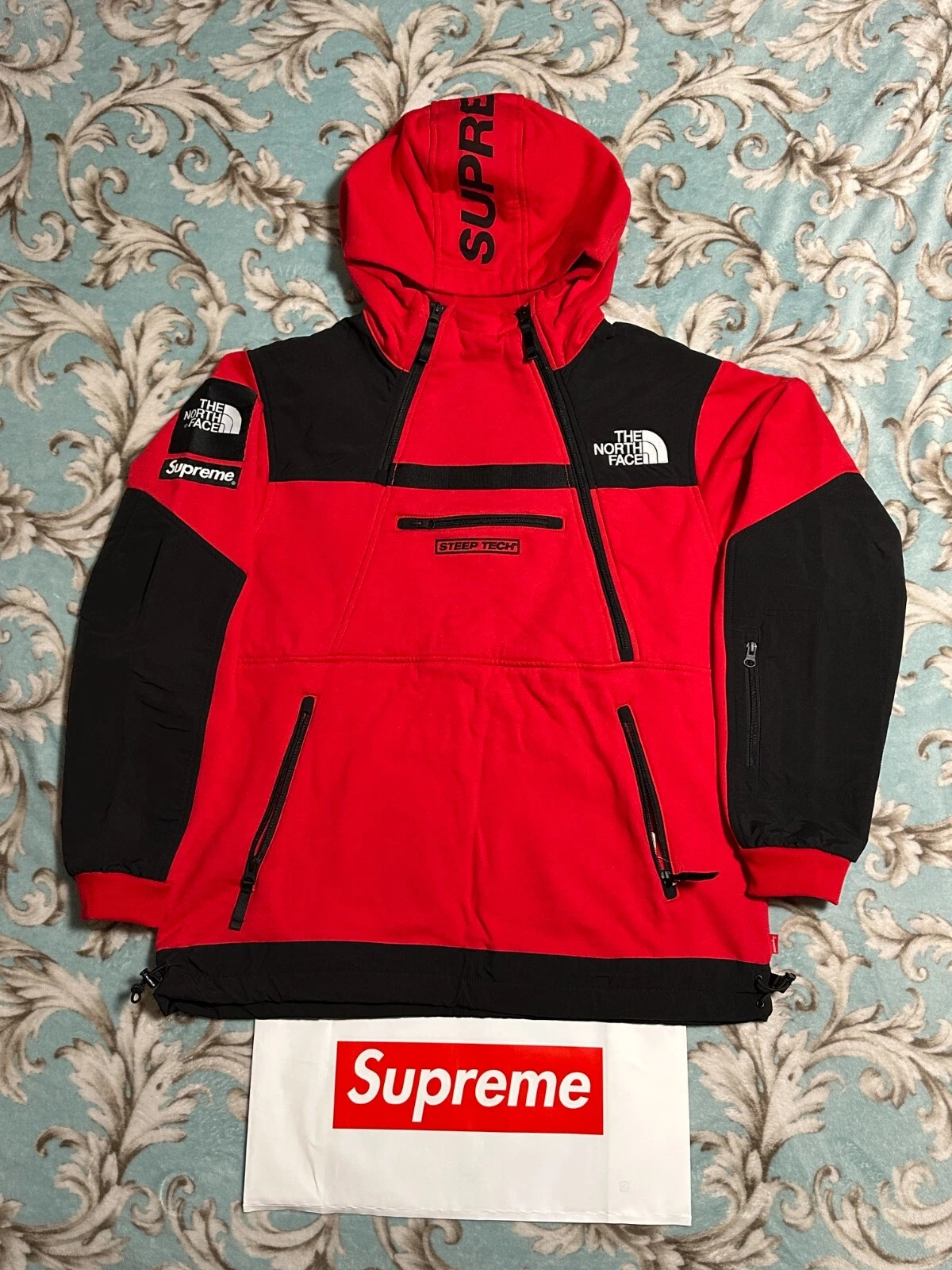 SWEATSHIRT À CAPUCHE SUPREME NORTH FACE STEEP TECH (ROUGE) (LARGE) SS20 TNF NUPTSE